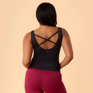 Blogilates Women's Boatneck Crisscross Tank Top - Black